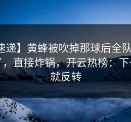 【速递】黄蜂被吹掉那球后全队表情变了，直接炸锅，开云热榜：下一秒就反转