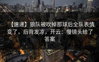 【速递】狼队被吹掉那球后全队表情变了，后背发凉，开云：慢镜头给了答案