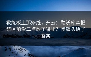 教练板上那条线，开云：勒沃库森把禁区前沿二点改了哪里？慢镜头给了答案