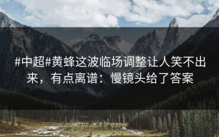 #中超#黄蜂这波临场调整让人笑不出来，有点离谱：慢镜头给了答案