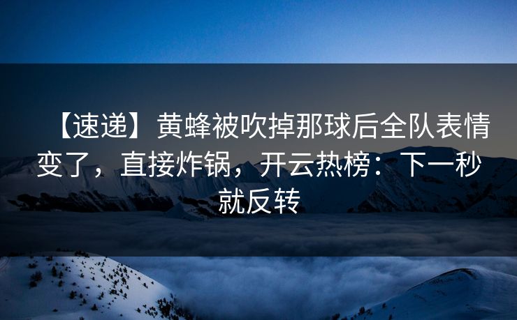【速递】黄蜂被吹掉那球后全队表情变了，直接炸锅，开云热榜：下一秒就反转-第1张图片-开云体育平台官网 - 专业赛事首选