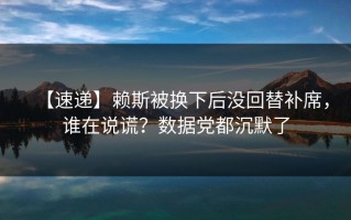 【速递】赖斯被换下后没回替补席，谁在说谎？数据党都沉默了