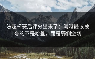 法超杯赛后评分出来了：海港最该被夸的不是哈登，而是弱侧空切