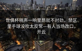 世俱杯哨声一响里昂就不对劲，禁区里手球没吹太反常—有人当场改口，开云