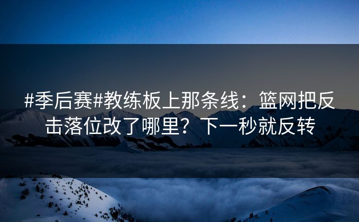 #季后赛#教练板上那条线：篮网把反击落位改了哪里？下一秒就反转